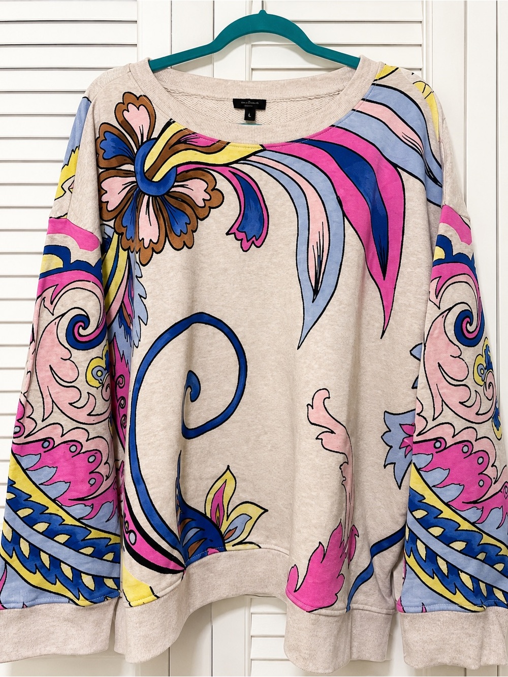 TALBOTS FRENCH TERRY SWEATSHIRT - DYNAMIC JACOBEAN Sz 2 XP NWOT